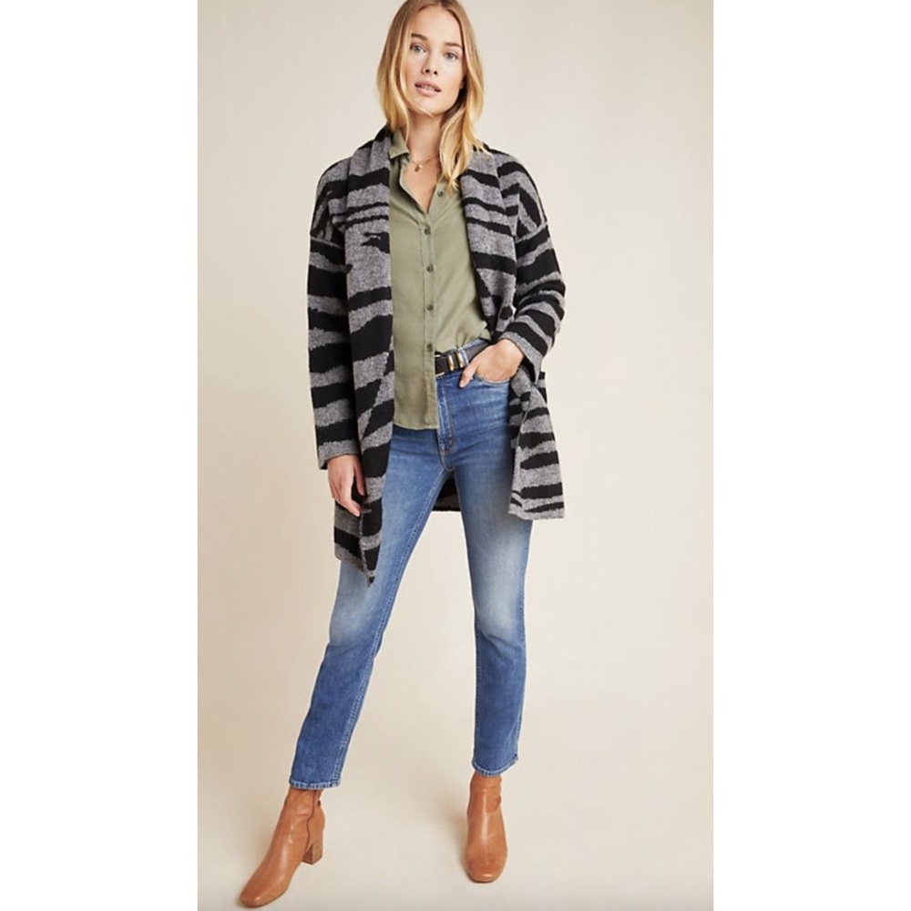 Moth Black and Gray Striped Cardigan